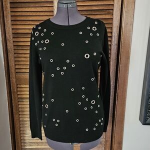 NWT, Chic Black Sweater with Silver Accents.